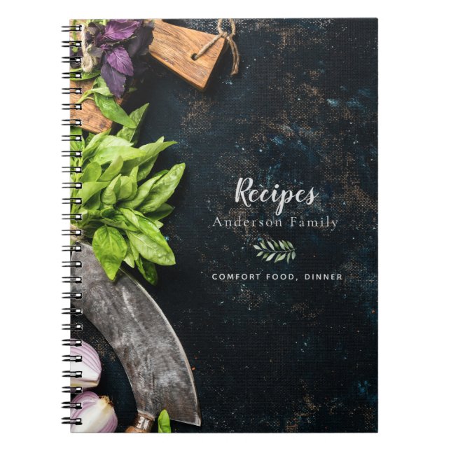 Cuaderno Libro de cocina rústico recetas de alimentos salud (Frente)