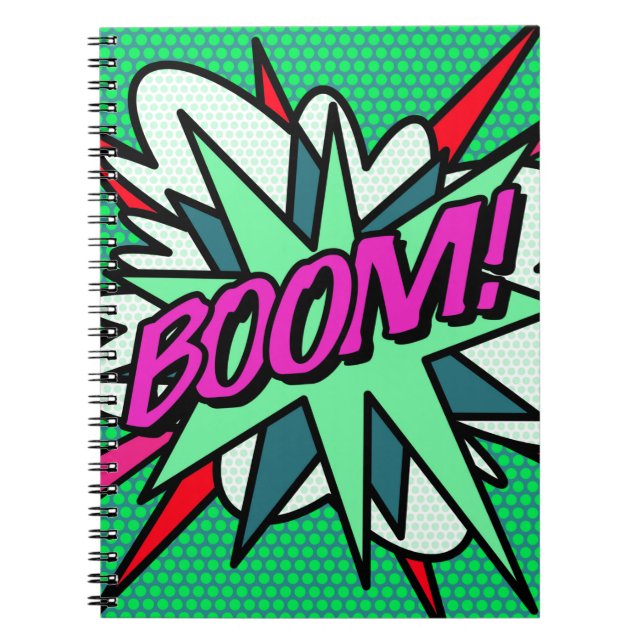 Cuaderno Libro de Cómic BOOM Diversión Genial Moderno (Frente)