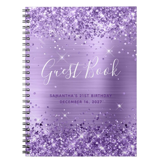 Cuaderno Libro de cumpleaños 21 Purpurinoso Amethyst Modern (Frente)