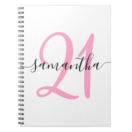 Cuaderno Libro de cumpleaños 21 Rosa personalizado