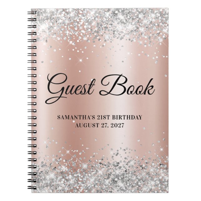 Cuaderno Libro de cumpleaños 21 Silvery Rosa Gold Shimmer (Frente)