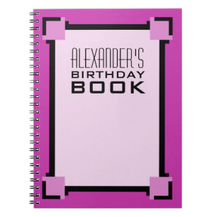 Cuaderno Libro de cumpleaños Purple Art Deco