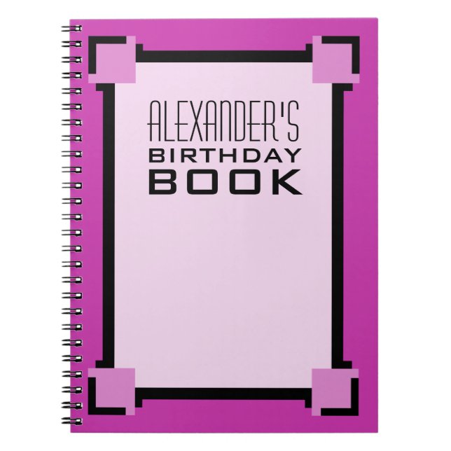 Cuaderno Libro de cumpleaños Purple Art Deco (Frente)