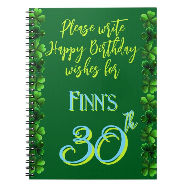 Cuaderno Libro de deseos de cumpleaños irlandés de marzo pa (Frente)