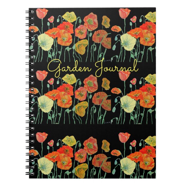 Cuaderno Libro de diario de jardín floral amapolas amapolas (Frente)