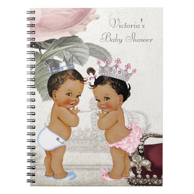 Cuaderno Libro de Ducha de Bebé para Gemelos Príncipe y Pri (Frente)