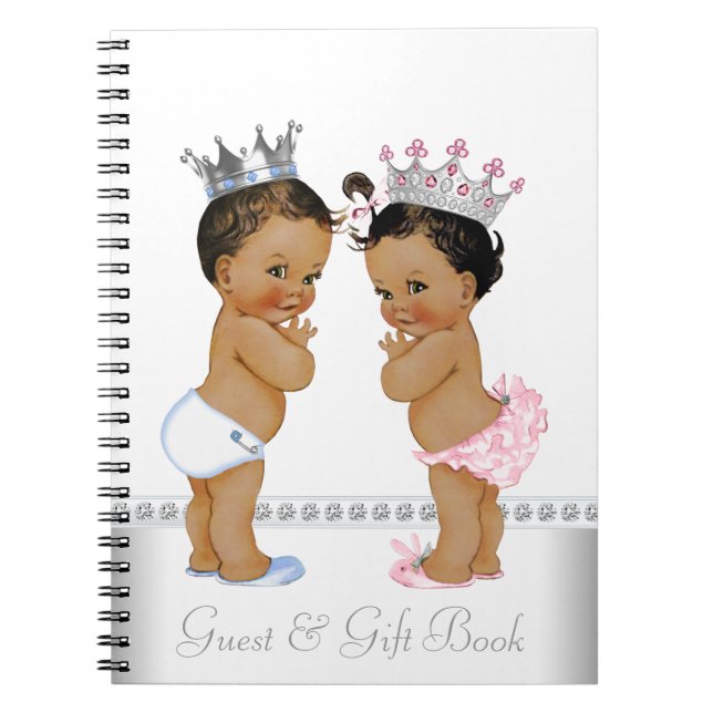 Cuaderno Libro de Ducha de Bebé para Gemelos Príncipe y Pri (Frente)