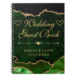 Cuaderno Libro de firmas de boda de ágata con brillo falso