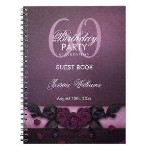 Cuaderno Libro de firmas de cumpleaños de rosas y pétalos g