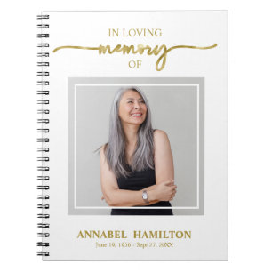 Cuaderno Libro de firmas de fotos de funeral memorial simpl