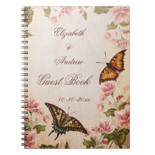 Cuaderno Libro de firmas Mariposas y Flor de Almendro Vinta