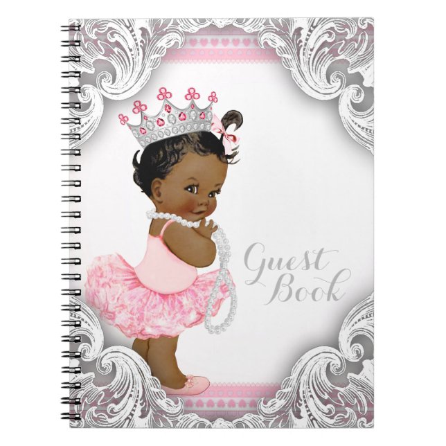 Cuaderno Libro de firmas para fiesta de bebé de Princesa Ba (Frente)