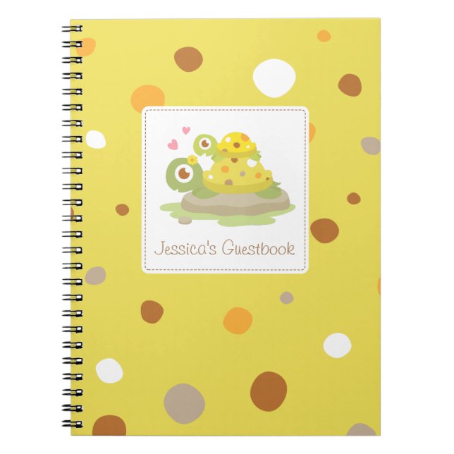Cuaderno Libro de firmas para fiesta de bebé de Tortuguita  (Frente)