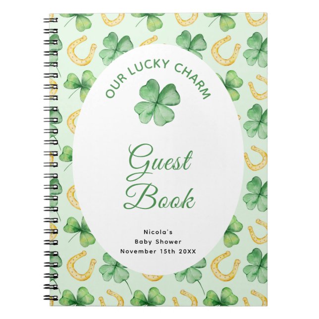 Cuaderno Libro de firmas para fiesta de bebé del Día de San (Frente)
