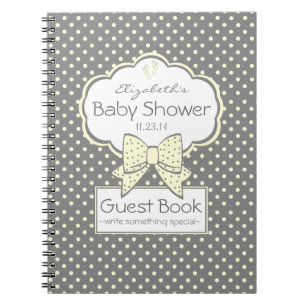 Cuaderno Libro de huésped amarillo y gris de Baby Shower