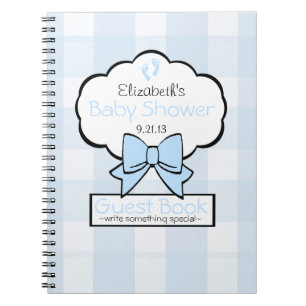Cuaderno Libro de huésped azul de Baby Shower de la guinga