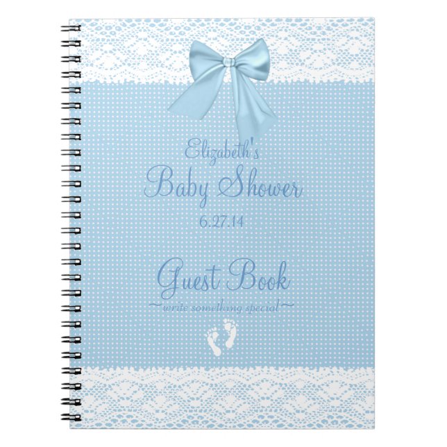 Cuaderno Libro de huésped azul de Baby Shower del arco de (Frente)