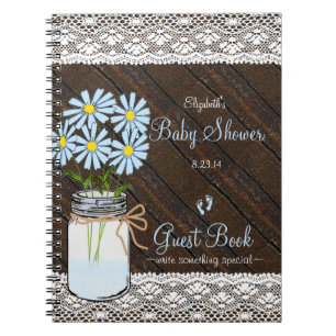 Cuaderno Libro de huésped azul de Baby Shower del falso
