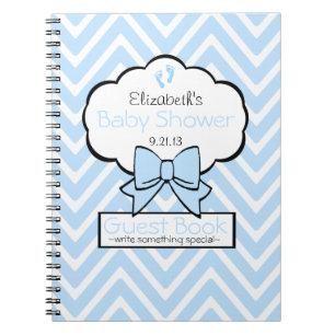 Cuaderno Libro de huésped azul de Chevron Baby Shower