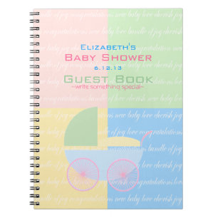 Cuaderno Libro de huésped coloreado pastel de Baby Shower