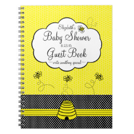 Cuaderno Libro de huésped de Baby Shower de la abeja y de
