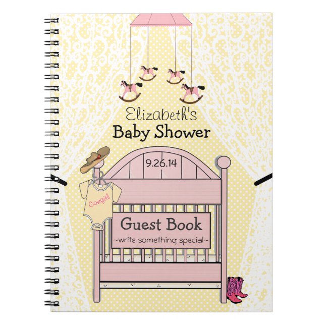 Cuaderno Libro de huésped de Baby Shower de la vaquera (Frente)