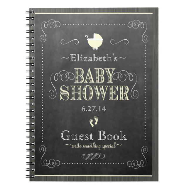 Cuaderno Libro de huésped de Baby Shower del amarillo de la (Frente)