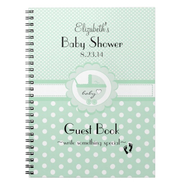 Cuaderno Libro de huésped de Baby Shower del Punto-Sabio de (Frente)