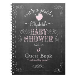 Cuaderno Libro de huésped de Baby Shower del rosa de la