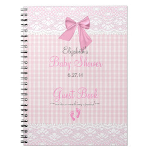 Cuaderno Libro de huésped de Baby Shower del rosa de la