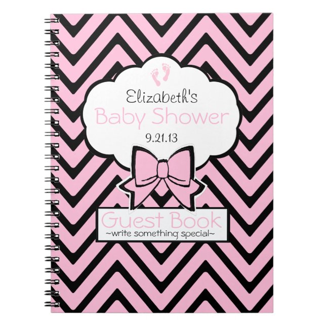 Cuaderno Libro de huésped de Chevron Baby Shower (Frente)