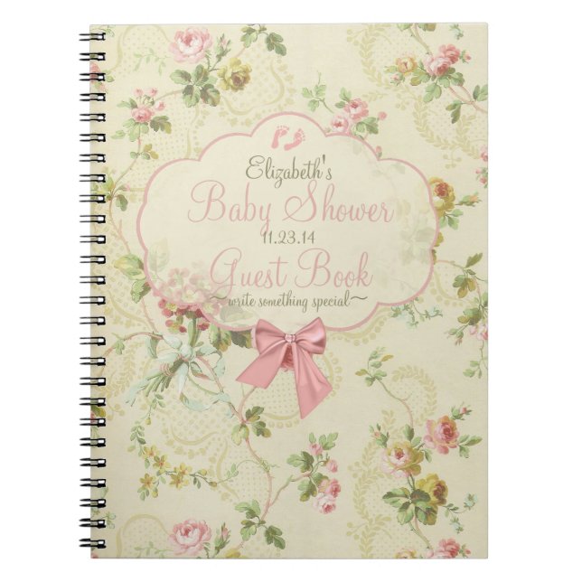 Cuaderno Libro de huésped floral de Baby Shower del arco (Frente)