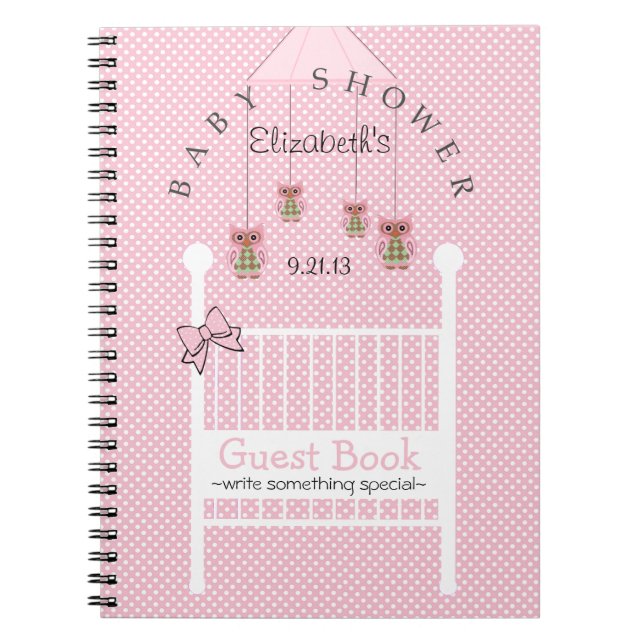 Cuaderno Libro de huésped lindo de Baby Shower de los búhos (Frente)