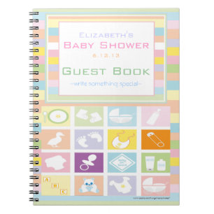 Cuaderno Libro de huésped moderno colorido de Baby Shower