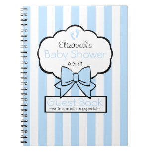 Cuaderno Libro de huésped rayado azul de Baby Shower