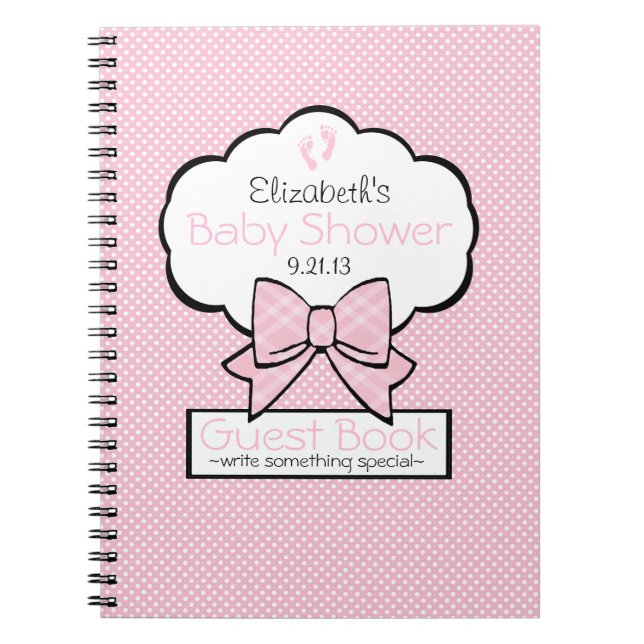 Cuaderno Libro de huésped rosado de Baby Shower (Frente)