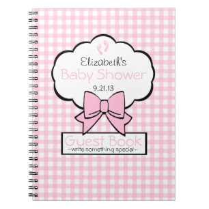 Cuaderno Libro de huésped rosado de Baby Shower de la