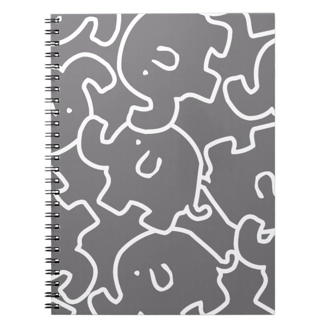 Cuaderno Libro De Huéspedes De Elefantes Gris Y Blanco Cuid (Frente)