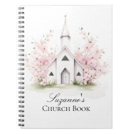 Cuaderno Libro de Iglesia Floral Rosa Personalizado