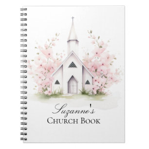 Cuaderno Libro de Iglesia Floral Rosa Personalizado