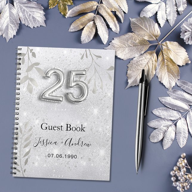 Cuaderno libro de invitaciones para follaje de plata con 25 (Subido por el creador)