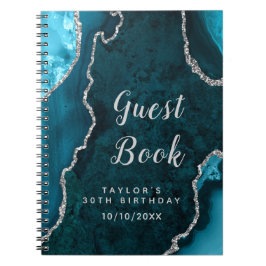 Cuaderno Libro de invitado de cumpleaños de Agate verde azu