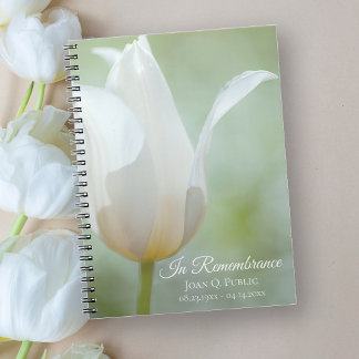 Cuaderno Libro de invitado de White Tulip Spring Funeral Me