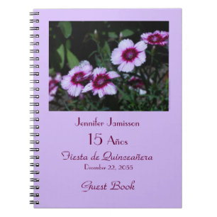 Cuaderno Libro de Invitado Fiesta de Quinceañera, Flores P
