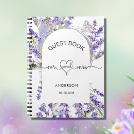 Cuaderno Libro de invitado Lavender violet florals mr mrs b