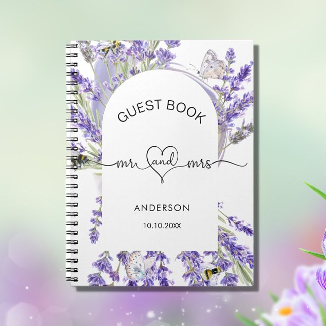 Cuaderno Libro de invitado Lavender violet florals mr mrs b (Subido por el creador)
