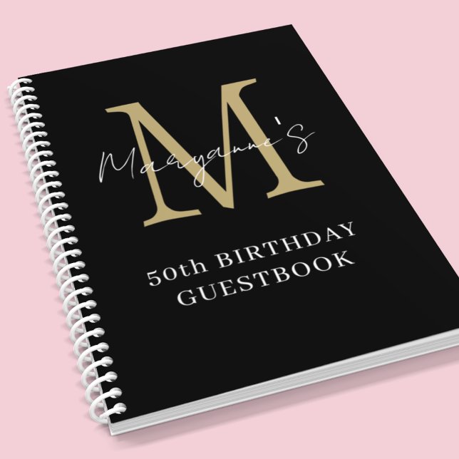 Cuaderno Libro de invitado Nacimiento de Monograma de Oro N (Subido por el creador)