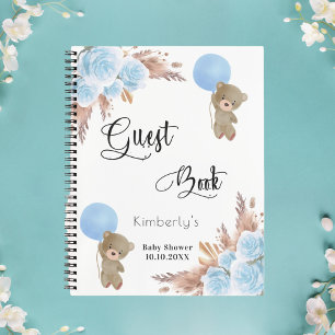 Cuaderno Libro de invitado niño azul pampas pasto teddy bab
