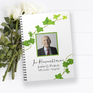 Cuaderno Libro de invitado sobre el funeral de Ivy Vine en 