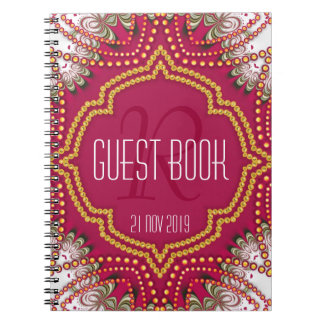 Cuaderno Libro de invitado sobre Monograma del Oro Rojo Ori